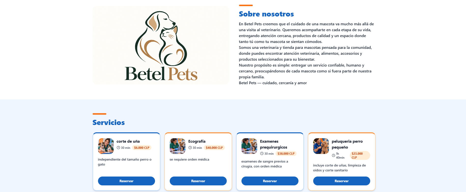 AutoAgenda — información de la clínica y catálogo de servicios