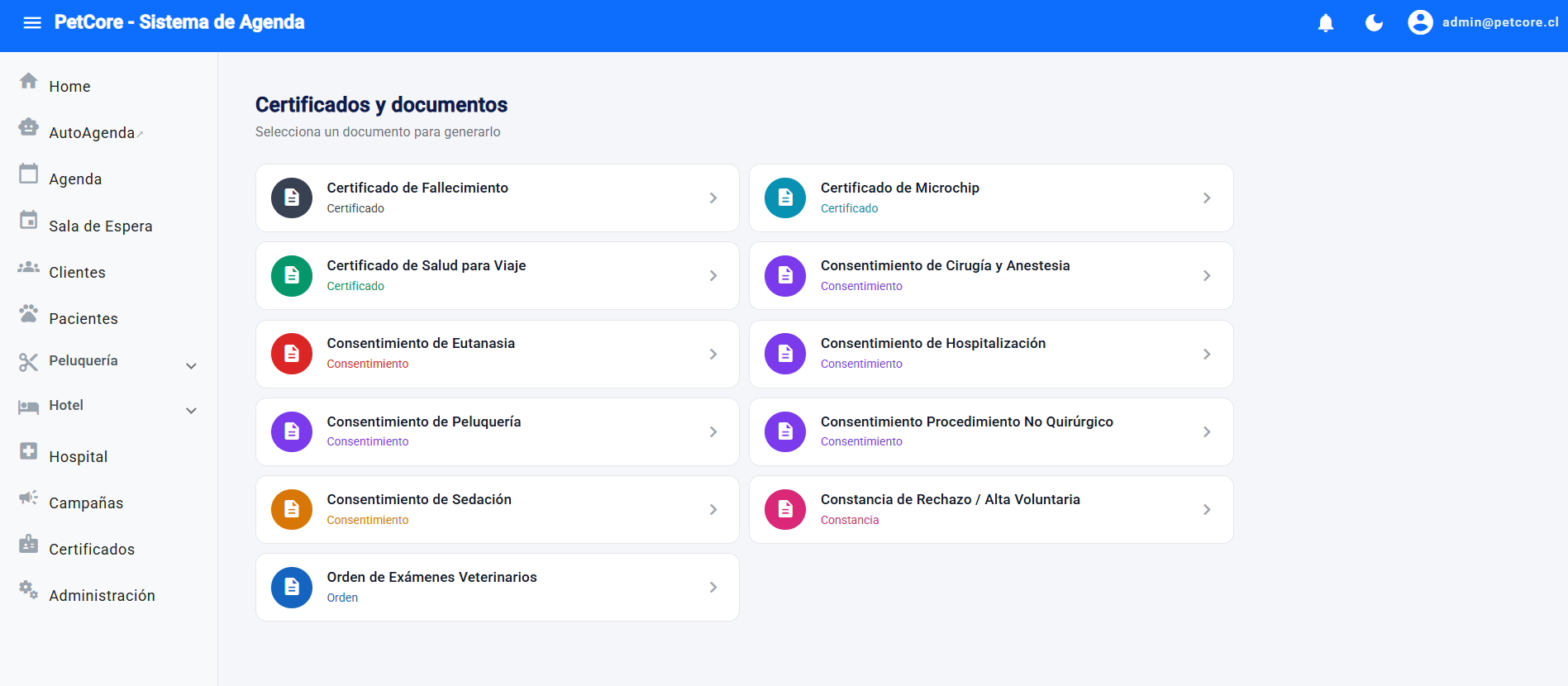Certificados y consentimientos veterinarios — PetCore